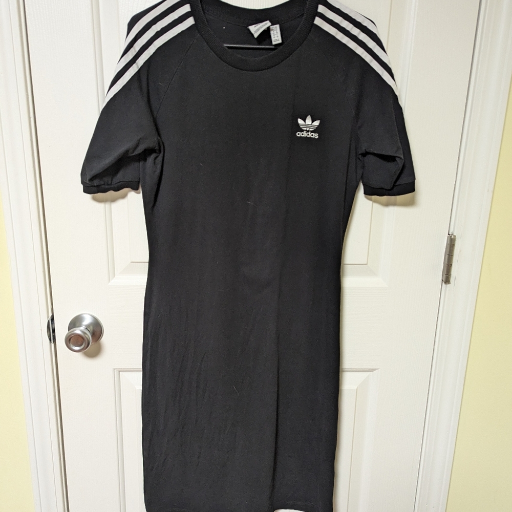 Adidas Women's Black Dress with White Stripes